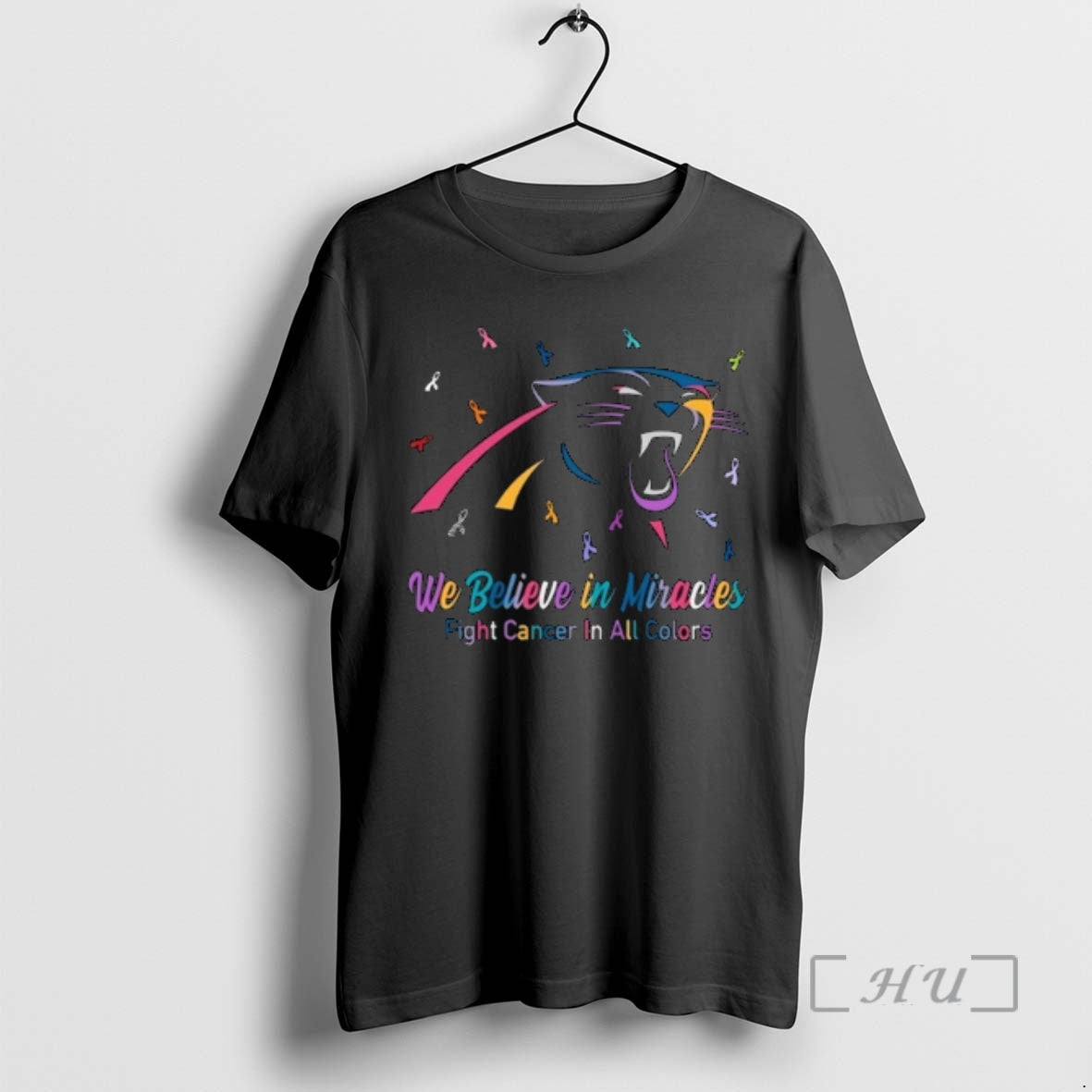 Officials Carolina Panthers We Believe In Miracles Fight Cancer In All Colors Premium T Shirts