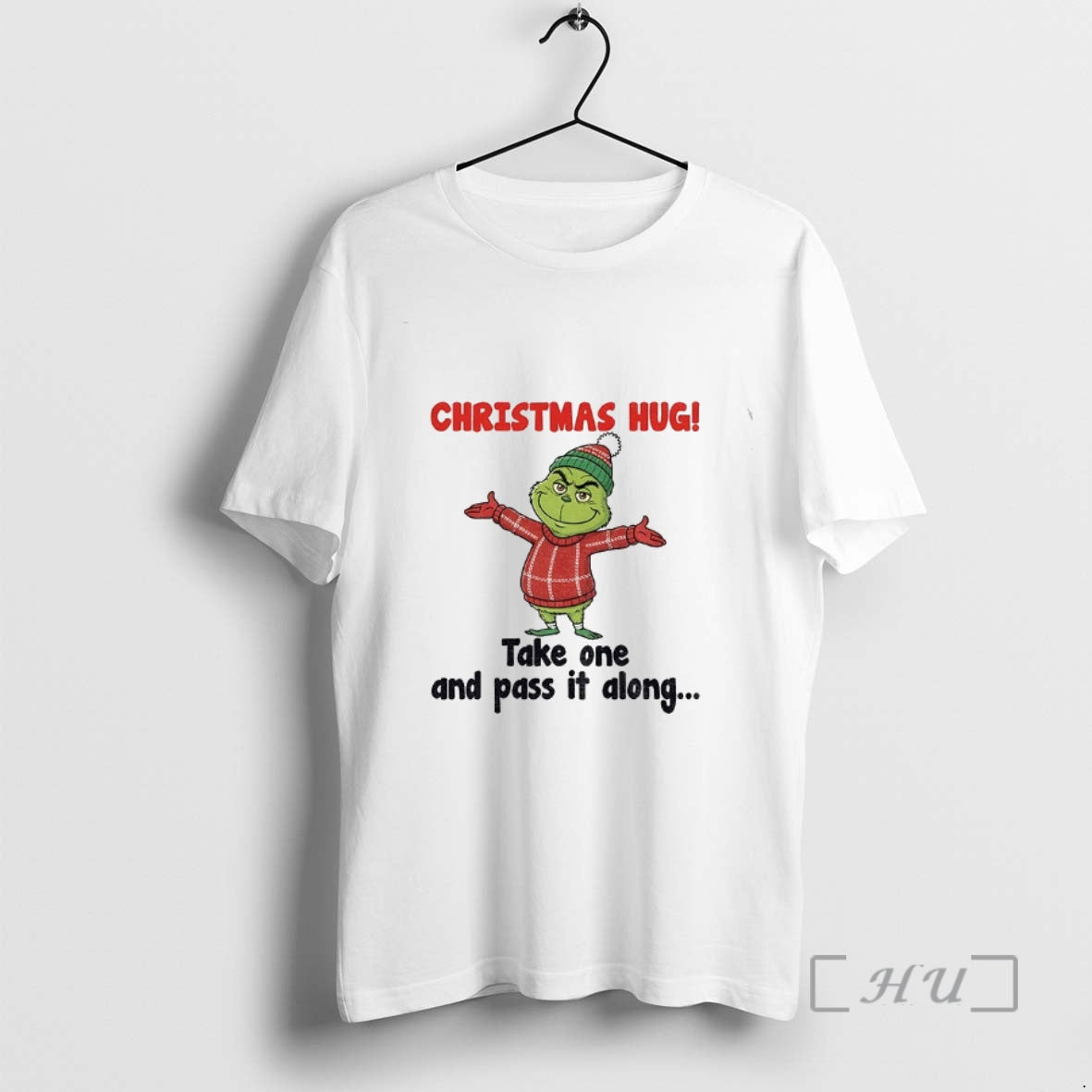 Officials Grinch Christmas Hug Take One And Pass It Along Merry Xmas Premium T Shirts