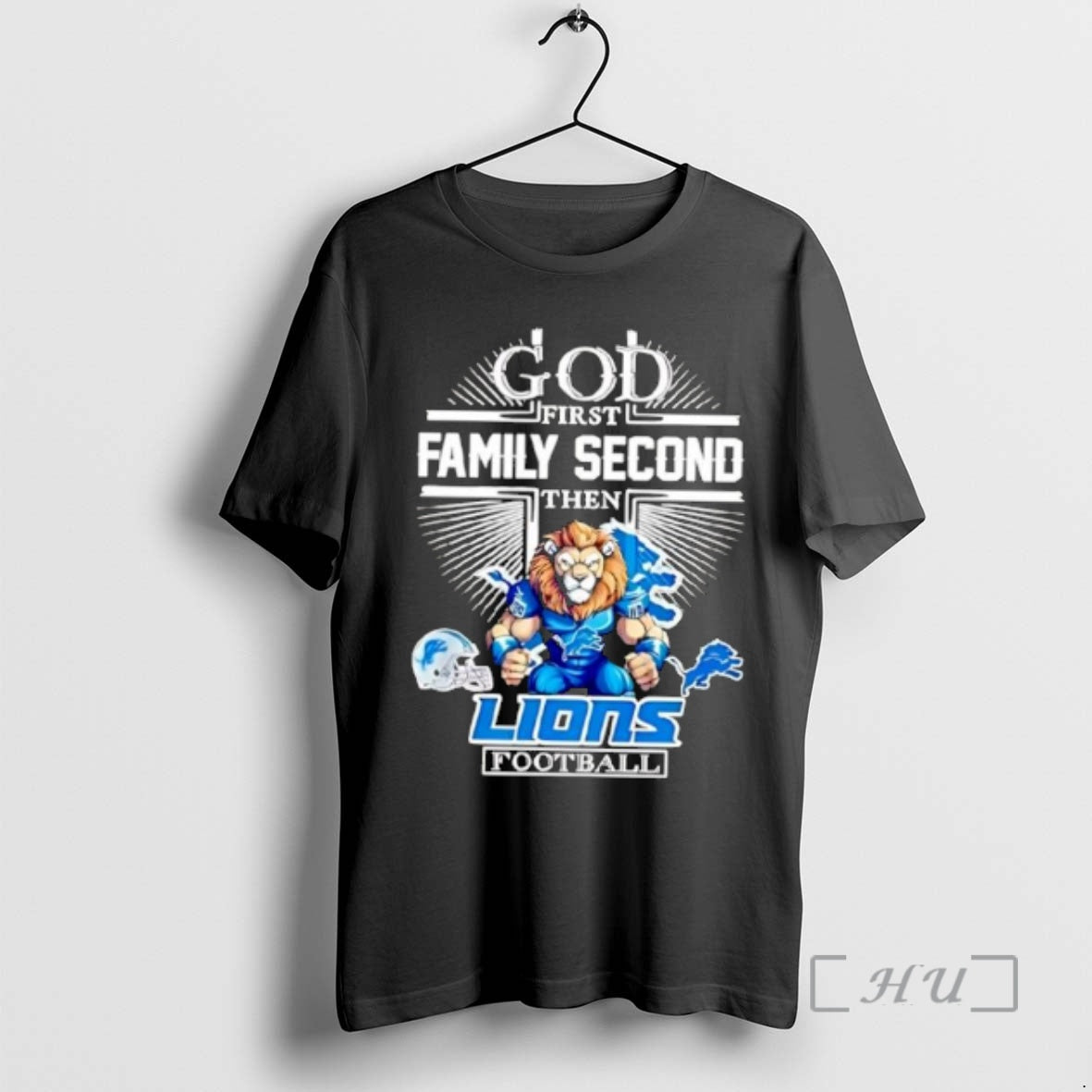 Officials Mascot Of Detroit Lions God First Family Second Then Football Premium T Shirts Sweater