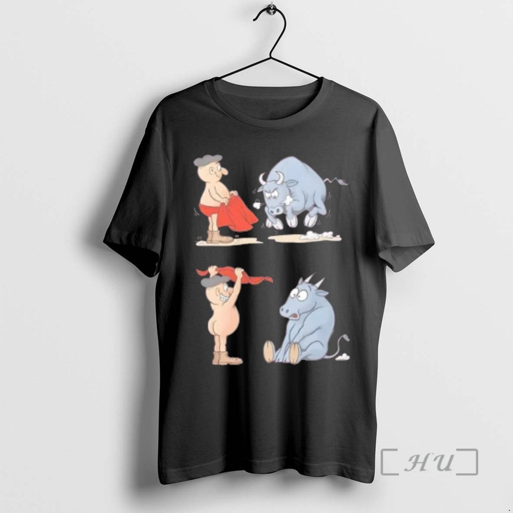 Officials Matador Bullfighter Naked Gag Cartoon