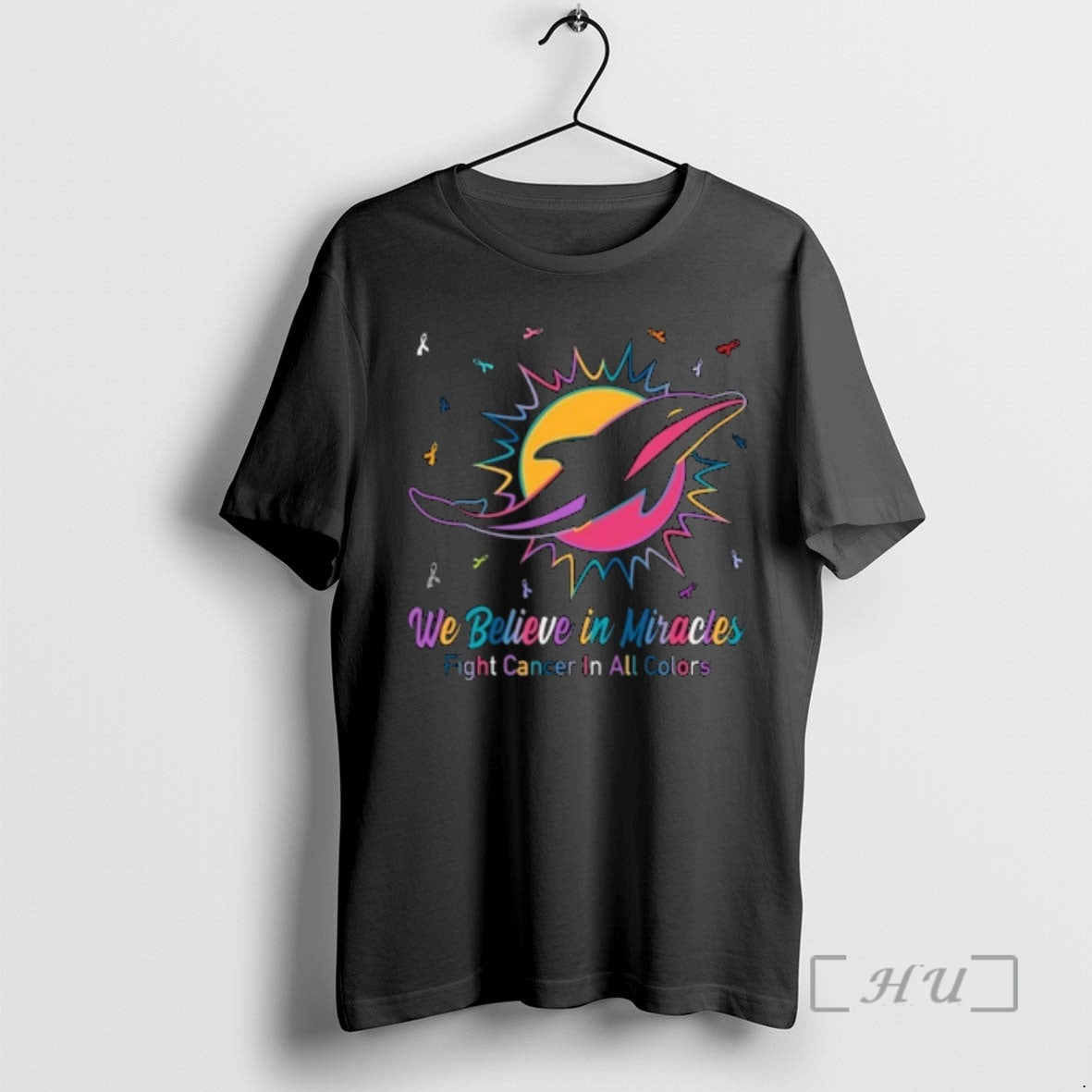 Officials Miami Dolphins We Believe In Miracles Fight Cancer In All Colors Premium T Shirts