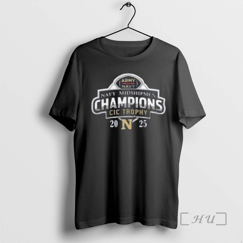 Officials Navy Midshipmen 2025 Commander In Chiefs Trophy Champions Circle Black Premium T Shirts Sweater