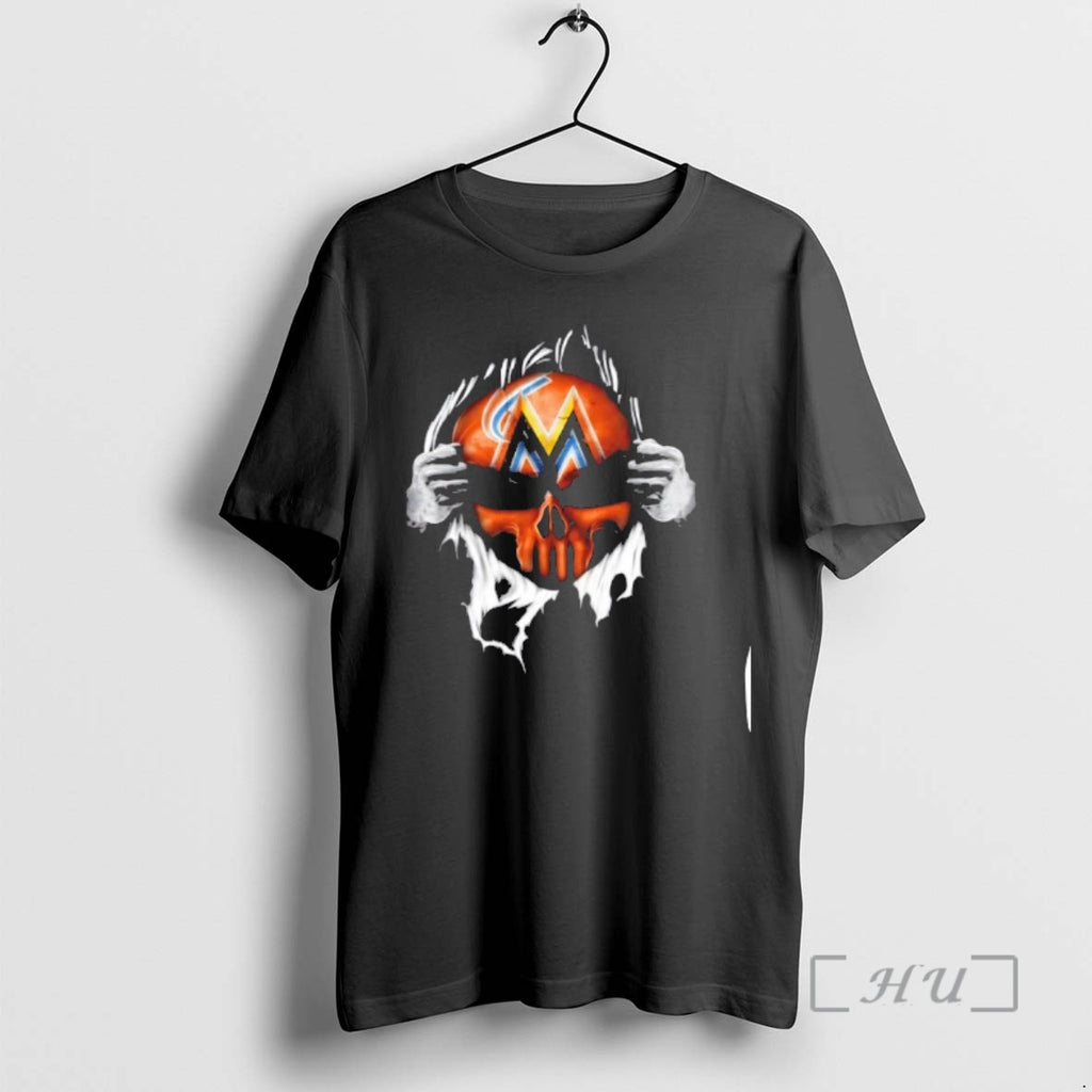 Officials Ripped From The Chest Skull Deep Miami Marlins Till The Grave Premium T Shirts