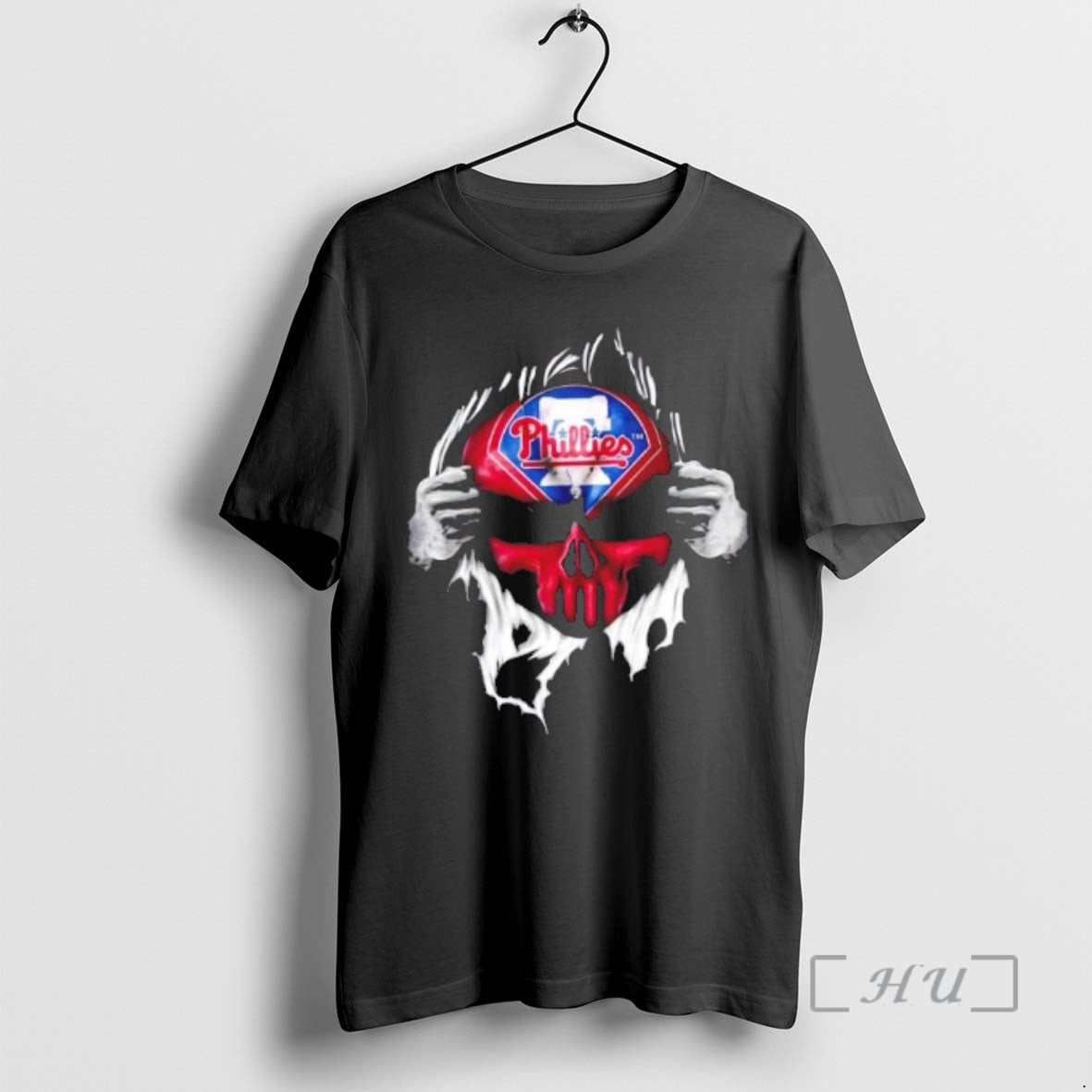 Officials Ripped From The Chest Skull Deep Philadelphia Phillies Till The Grave Premium T Shirts