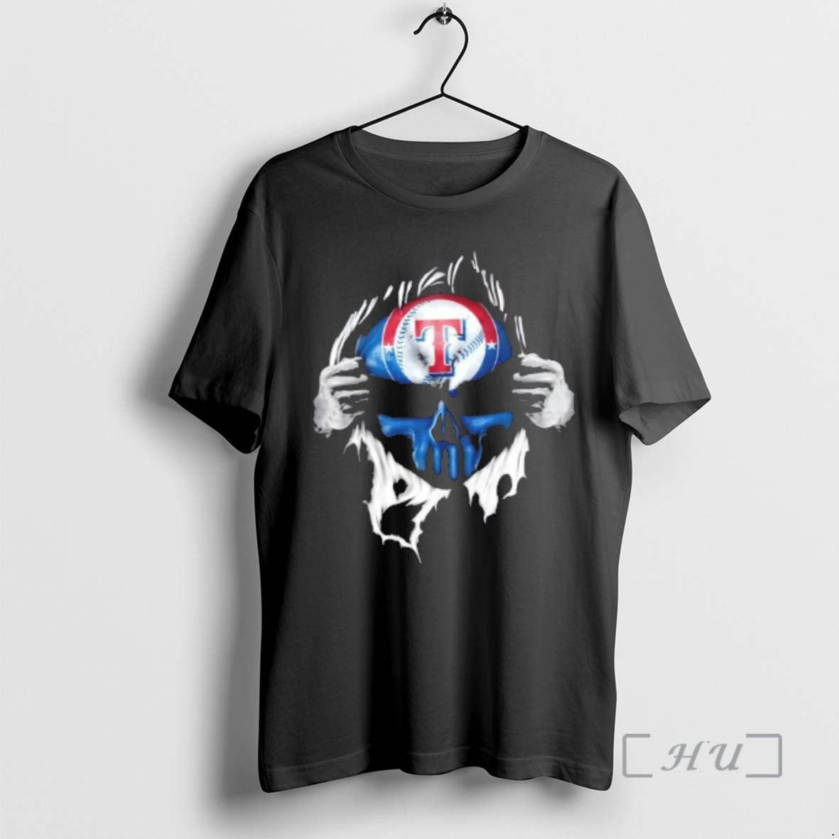 Officials Ripped From The Chest Skull Deep Texas Rangers Till The Grave Premium T Shirts