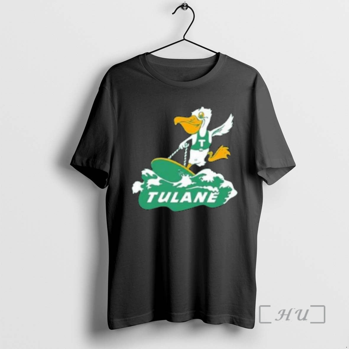 Officials Tulane Green Wave Mascot Surfboard Logo Circle Black