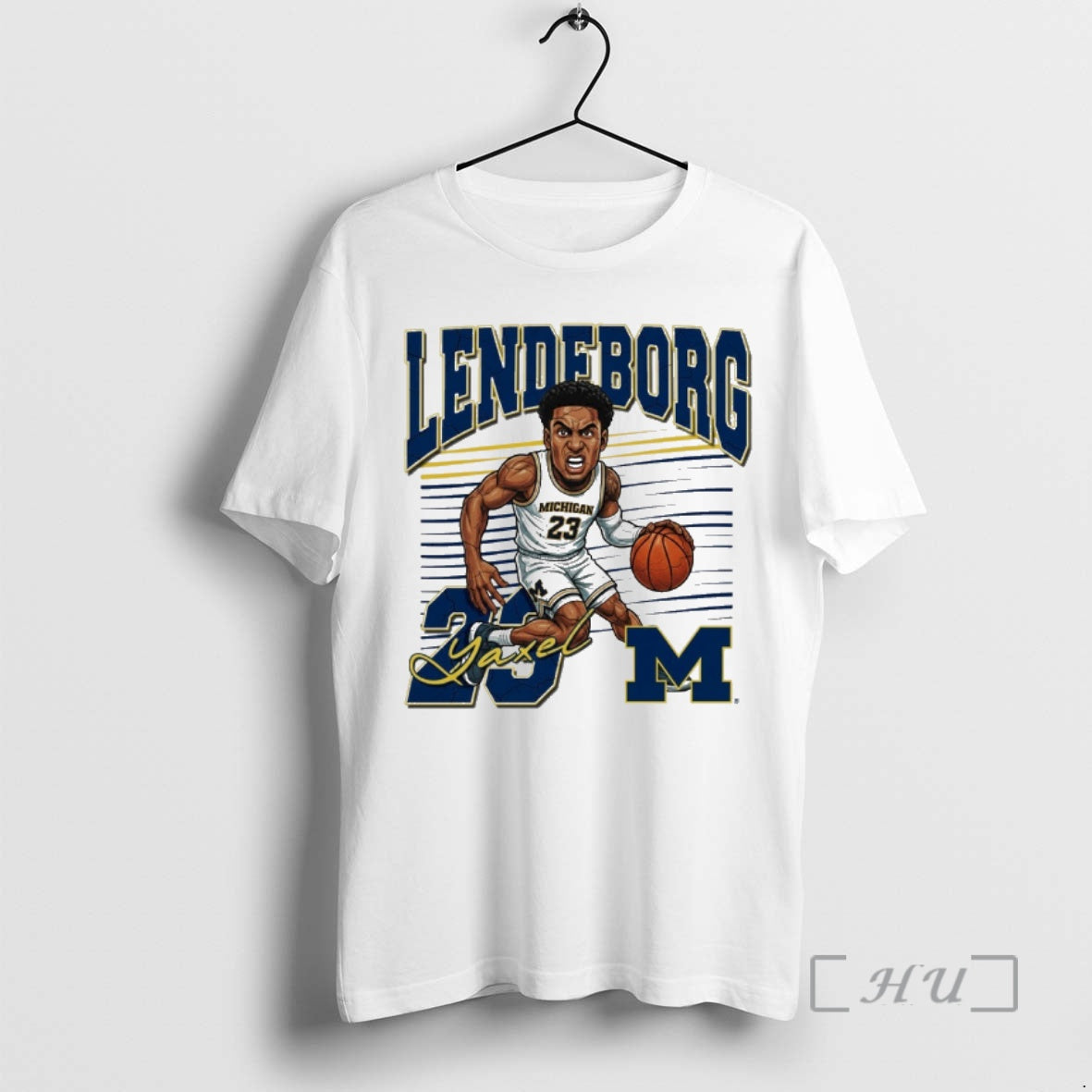 Officials Valiant University Of Michigan Wolverines Basketball Yaxel Lendeborg Caricature