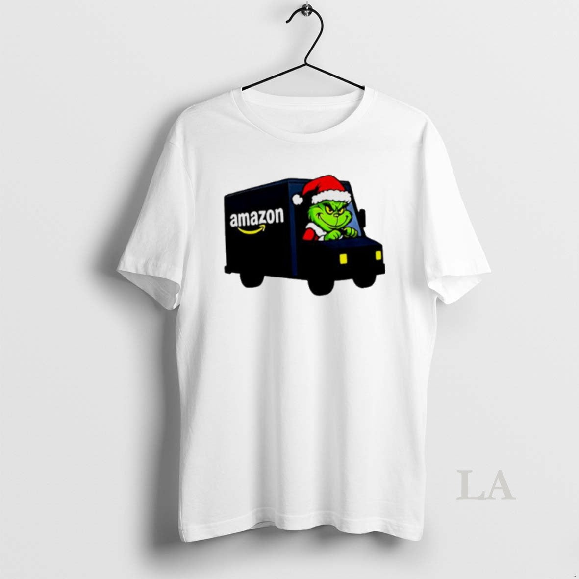 Original Grinch Santa Claus In Amazon Truck Merry Christmas