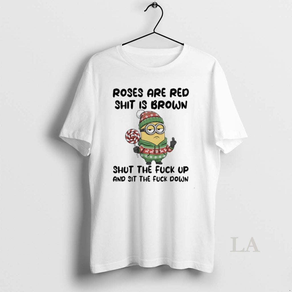 Original Minion Middle Finger Roses Are Red Shit Is Brown Shut The Fuck Up And