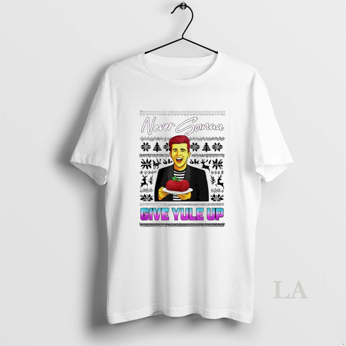 Original Never Gonna Give Yule Up Rick Astley Ugly Christmas Circle