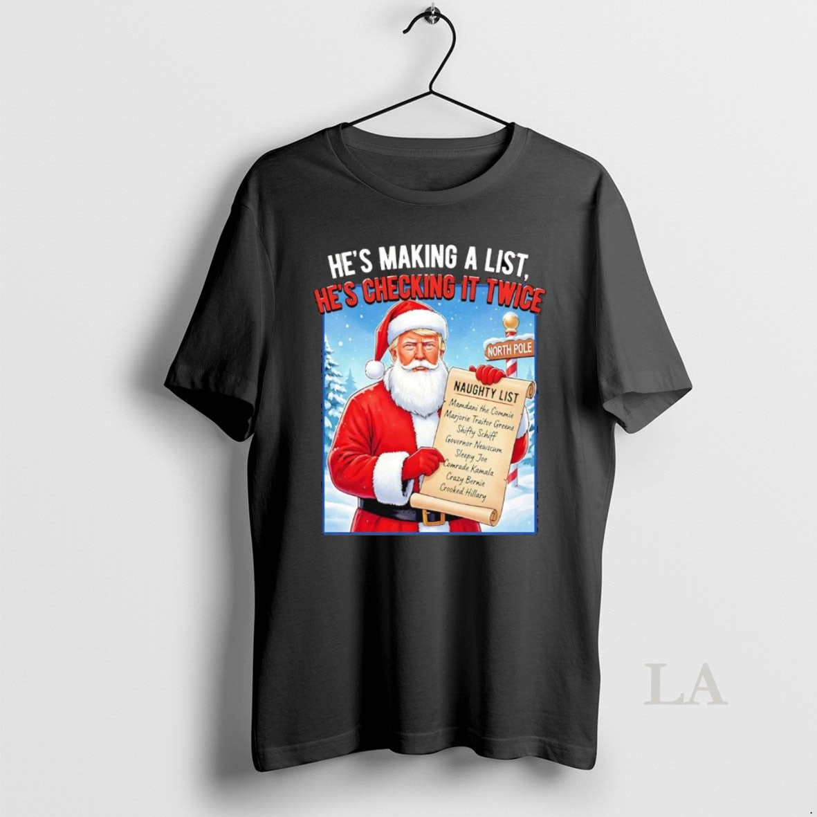 Original Santa Trump Hes Making A Naughty List Checking It Twice Christmas