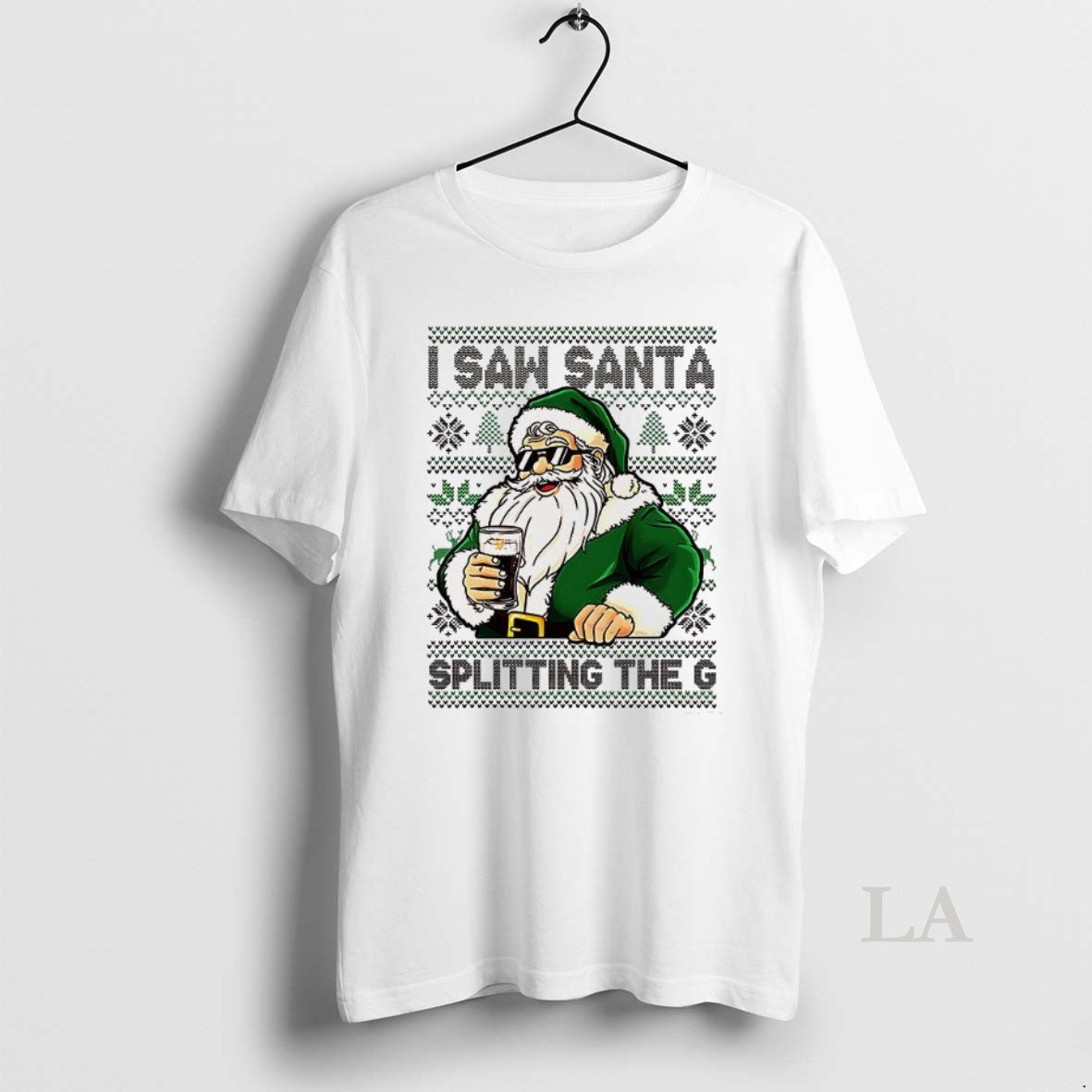 Original Santa Drinking Beer I Saw Santa Splitting The G Ugly Christmas