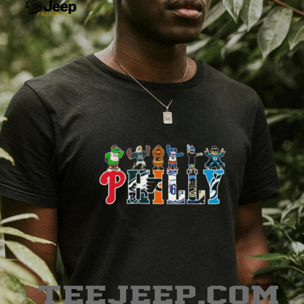 Philly Sports Mascots “PHILLY” Logo Typography T Shirt