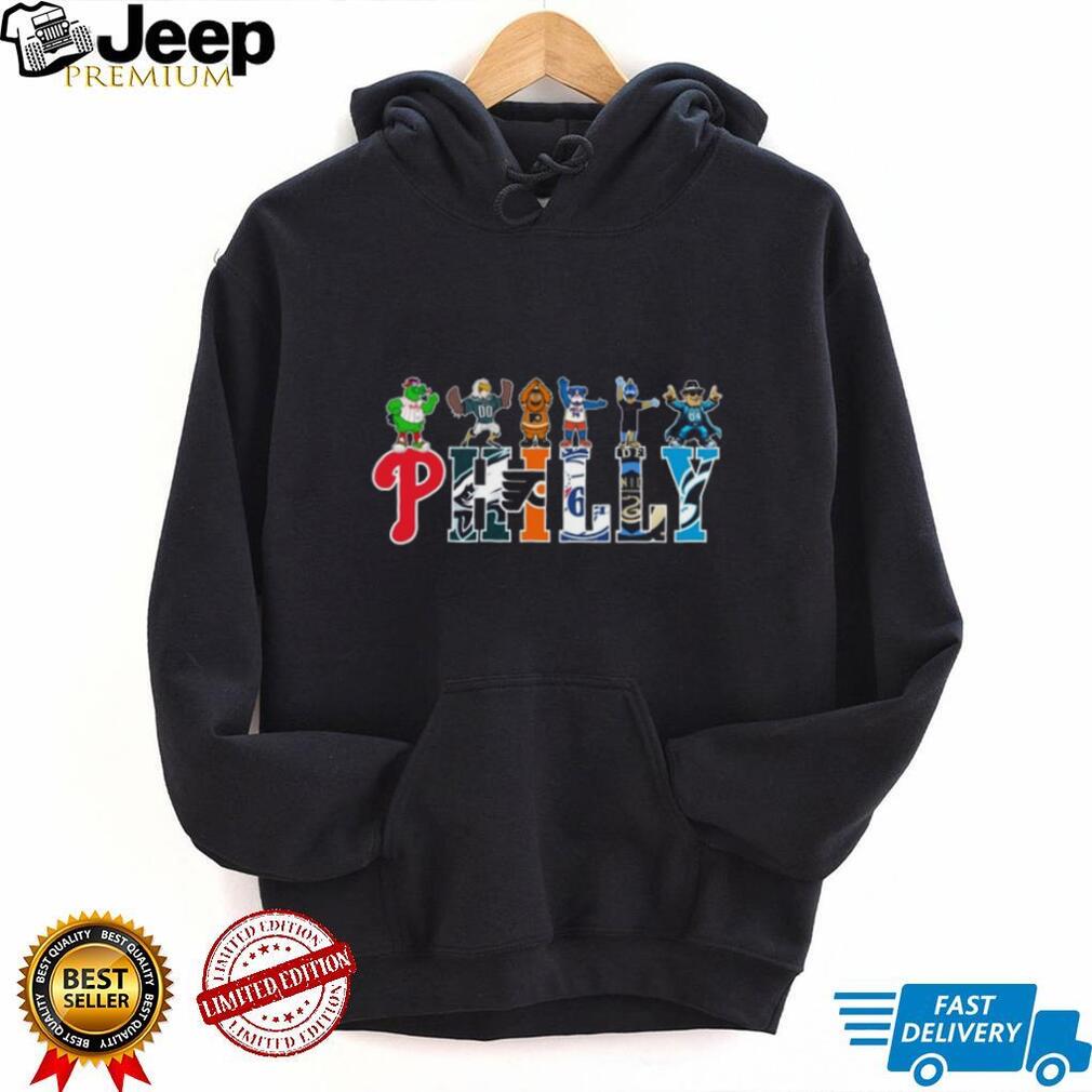 Philly Sports Mascots “PHILLY” Logo Typography T Shirt