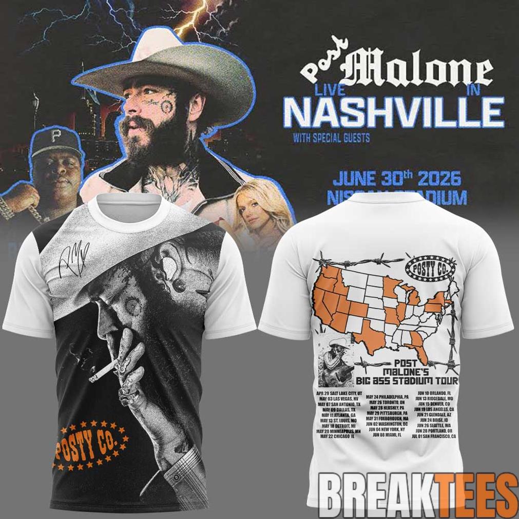 Post Malone Big Ass Stadium Tour 2026 With BigXthaPlug And Carter Faith Shirt