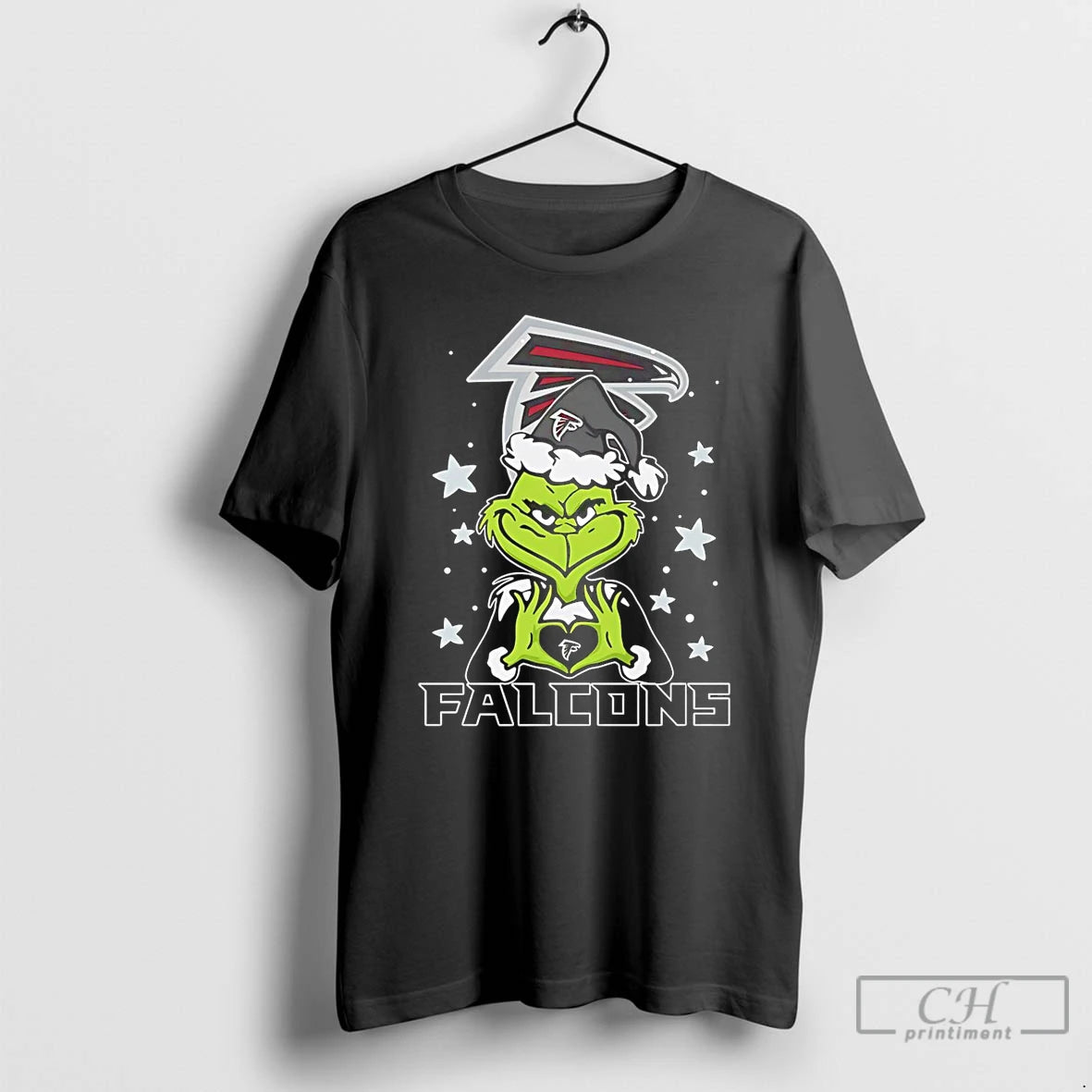 Premium Atlanta Falcons Love Grinch Heart Hand Christmas 2025
