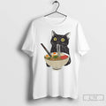 Premium Black Cat Eating Ramen Japan