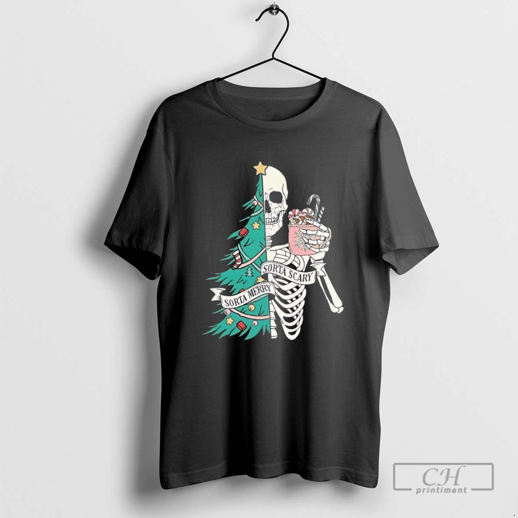 Premium Christmas Sorta Merry Sorta Scary Skeleton Xmas Shirt Sweater