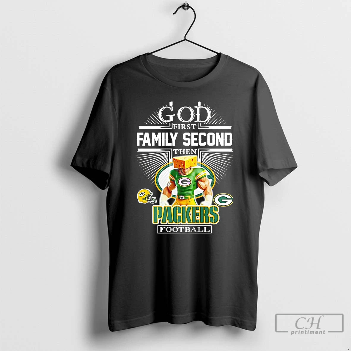 Premium God First Family Second Then Green Bay Packers Football Mascot 2025 T Shirts Sweater