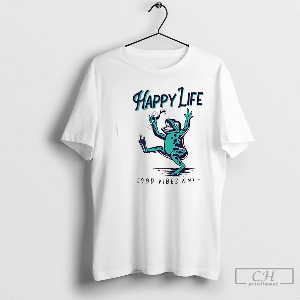 Premium Happy Life Good Vibes Only Frog