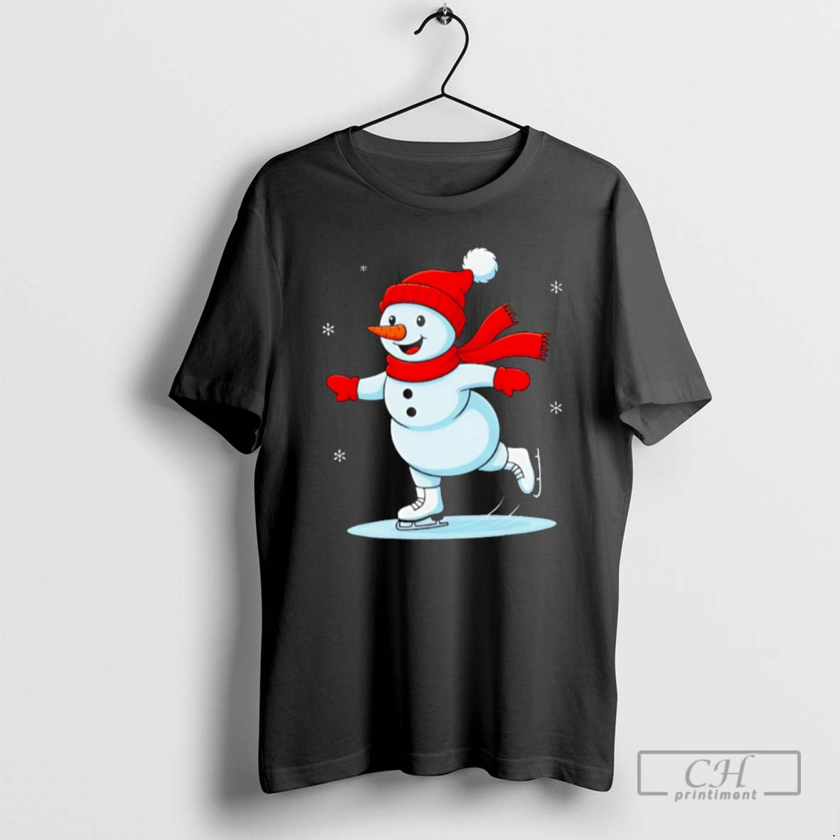 Premium Ice Skating Snowman Christmas Funny Shirt Sweater