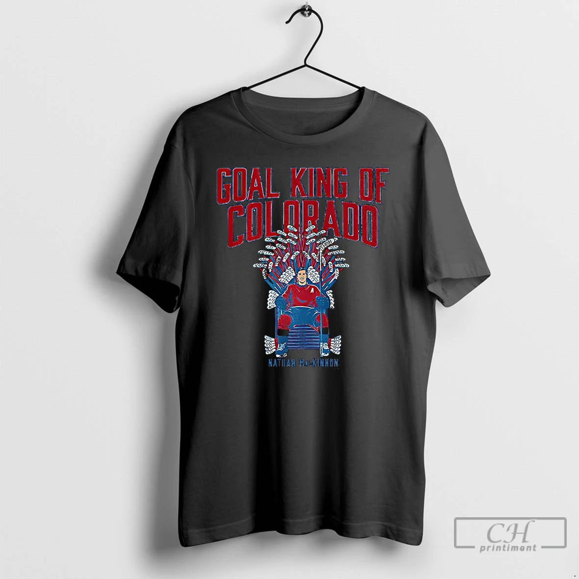 Premium Nathan Mackinnon Colorado Avalanche Ice Hockey Goal King Of Colorado Throne T Shirts Sweater
