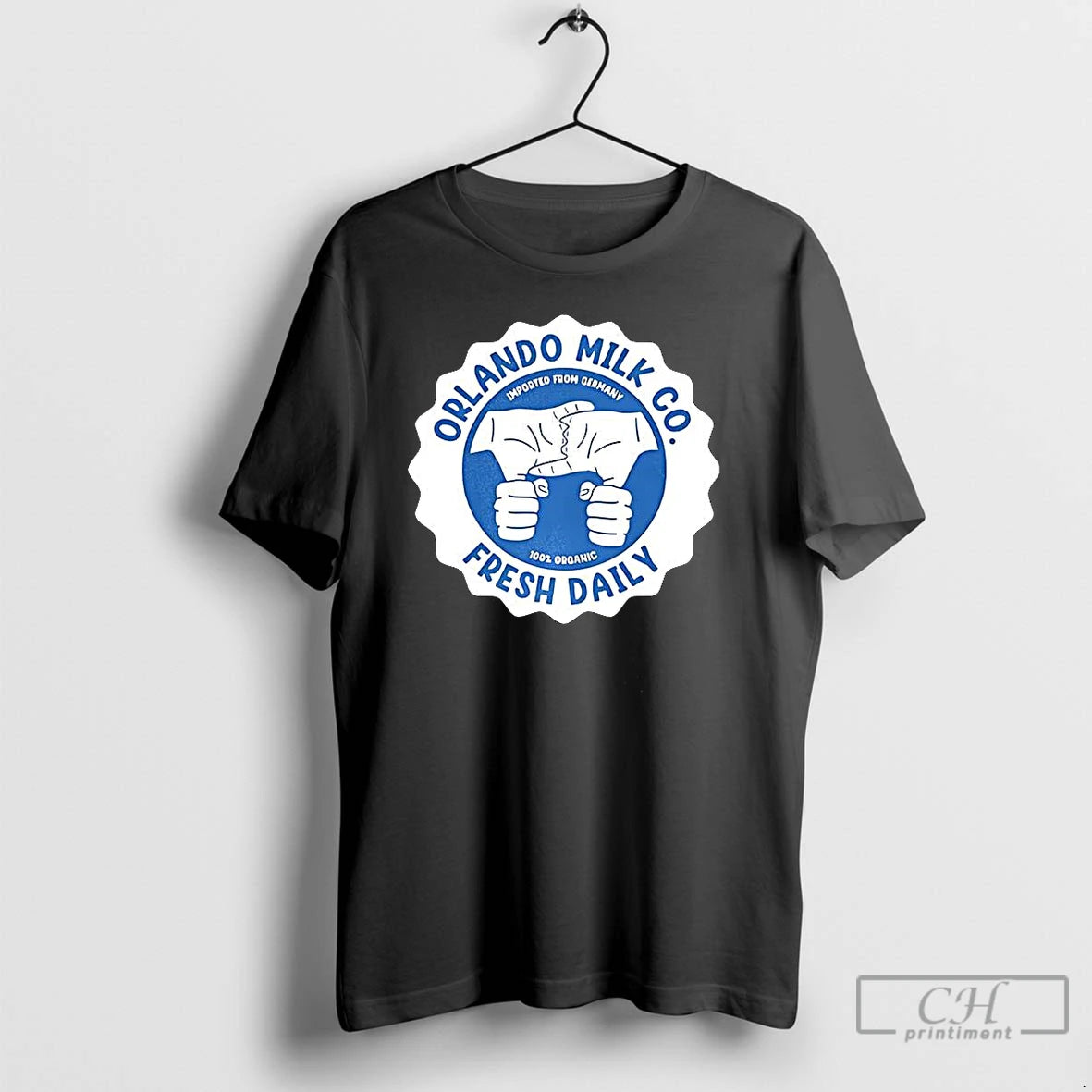 Premium Orlando Milk Co Fresh Daily Imported From Germany 100 Percent Organic Logo T Shirts