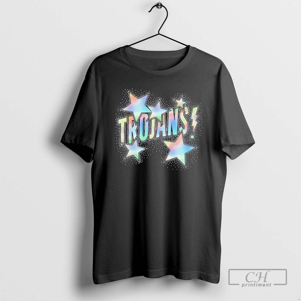 Premium Trojans Glitter Effect And Stars Around Style Shirt Sweater