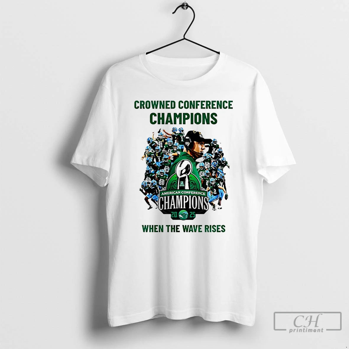 Premium Tulane Green Wave 2025 American Athletic Conference Champions When The Wave Rises T Shirts