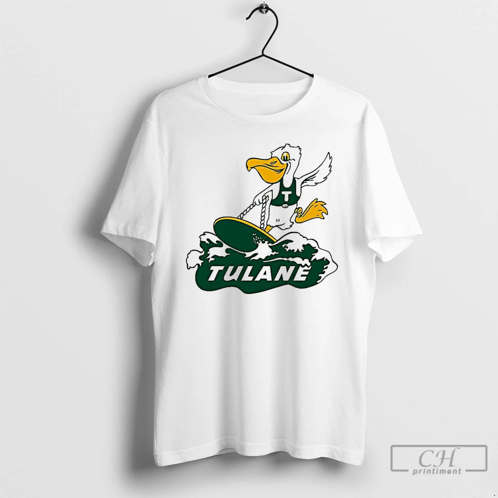 Premium Tulane Green Wave Surfing Mascot