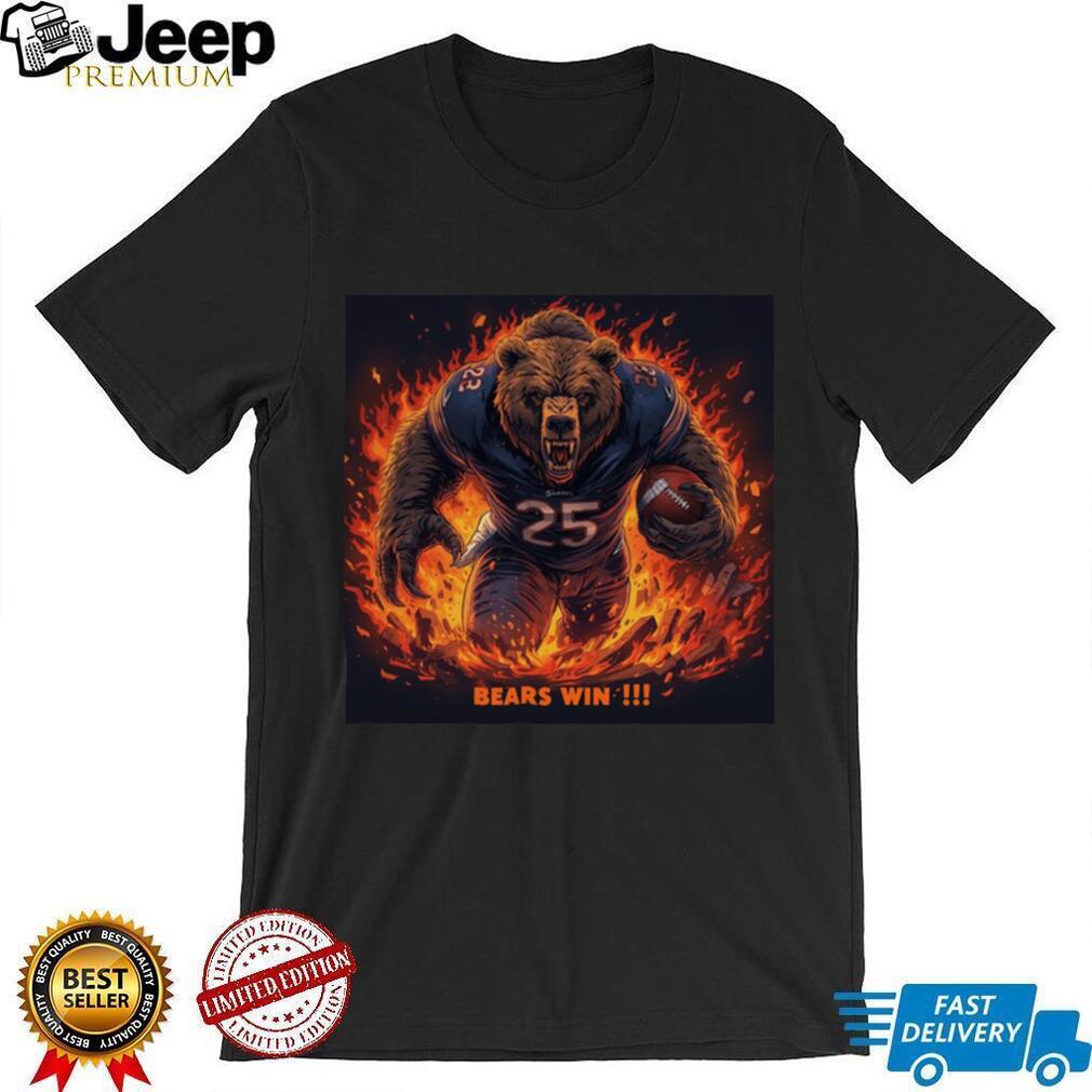 Raging Football Bear “Bears Win” Aggressive Sports Graphic Tee