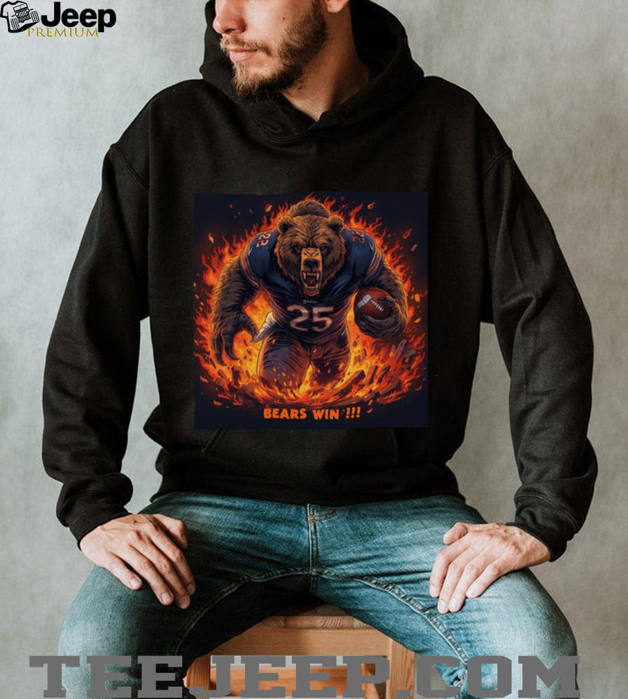 Raging Football Bear “Bears Win” Aggressive Sports Graphic Tee
