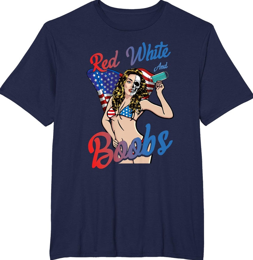 Red White And Boobs Funny 4th Of July Shirt