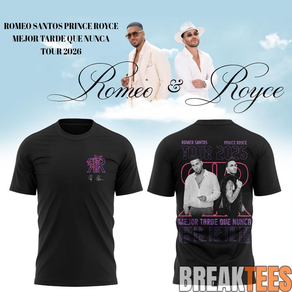 Romeo Santos & Prince Royce Mejor Tarde Que Nunca Tour 2026 Shirt