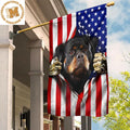 Rottweiler American Flag 4th Of July Flag Gift For Dog Owner 2 Sides Garden House Flag