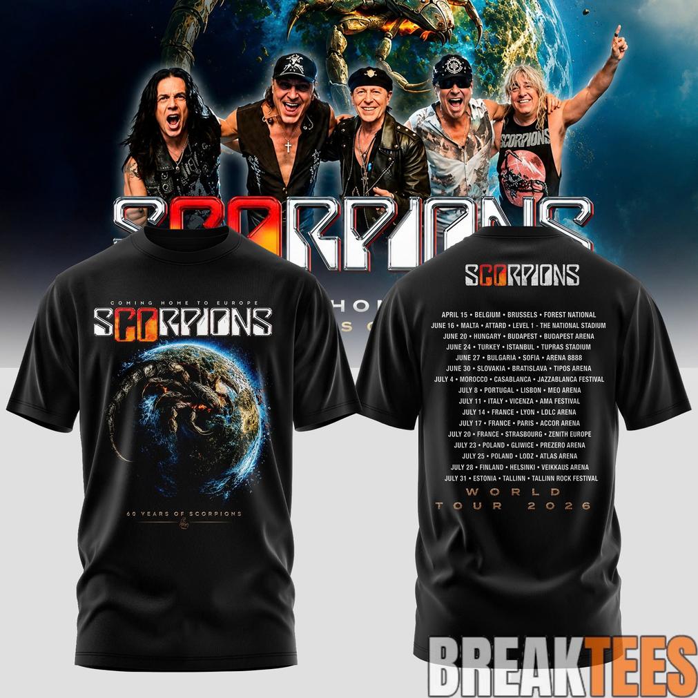 Scorpions Coming Home 2026 World Tour Black T-Shirt
