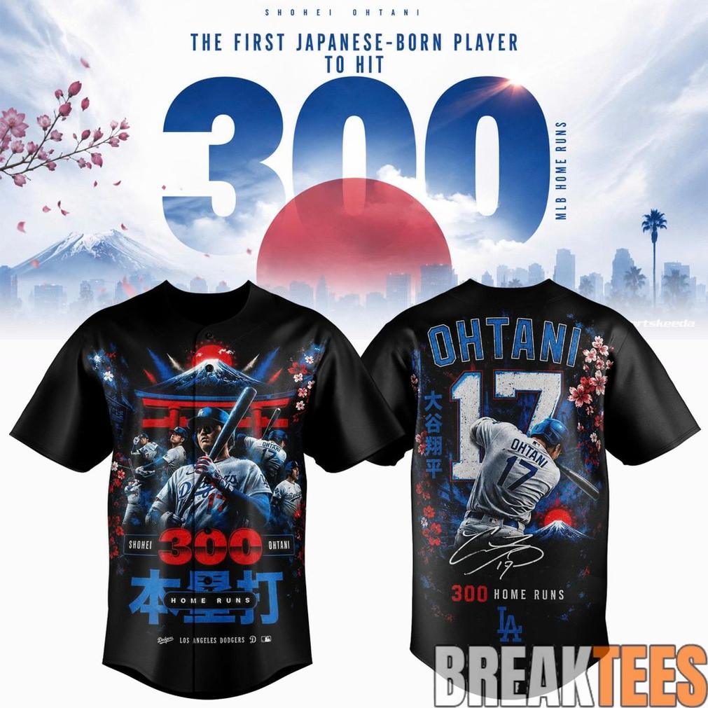 Shohei Ohtani LA Dodgers 300 Home Runs Jersey Mount Fuji Cherry Blossom Edition