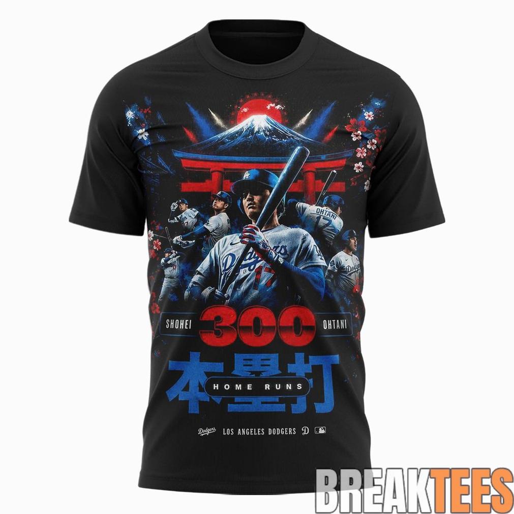Shohei Ohtani LA Dodgers First Japanese Player to Hit 300 Home Runs Edition T-Shirt