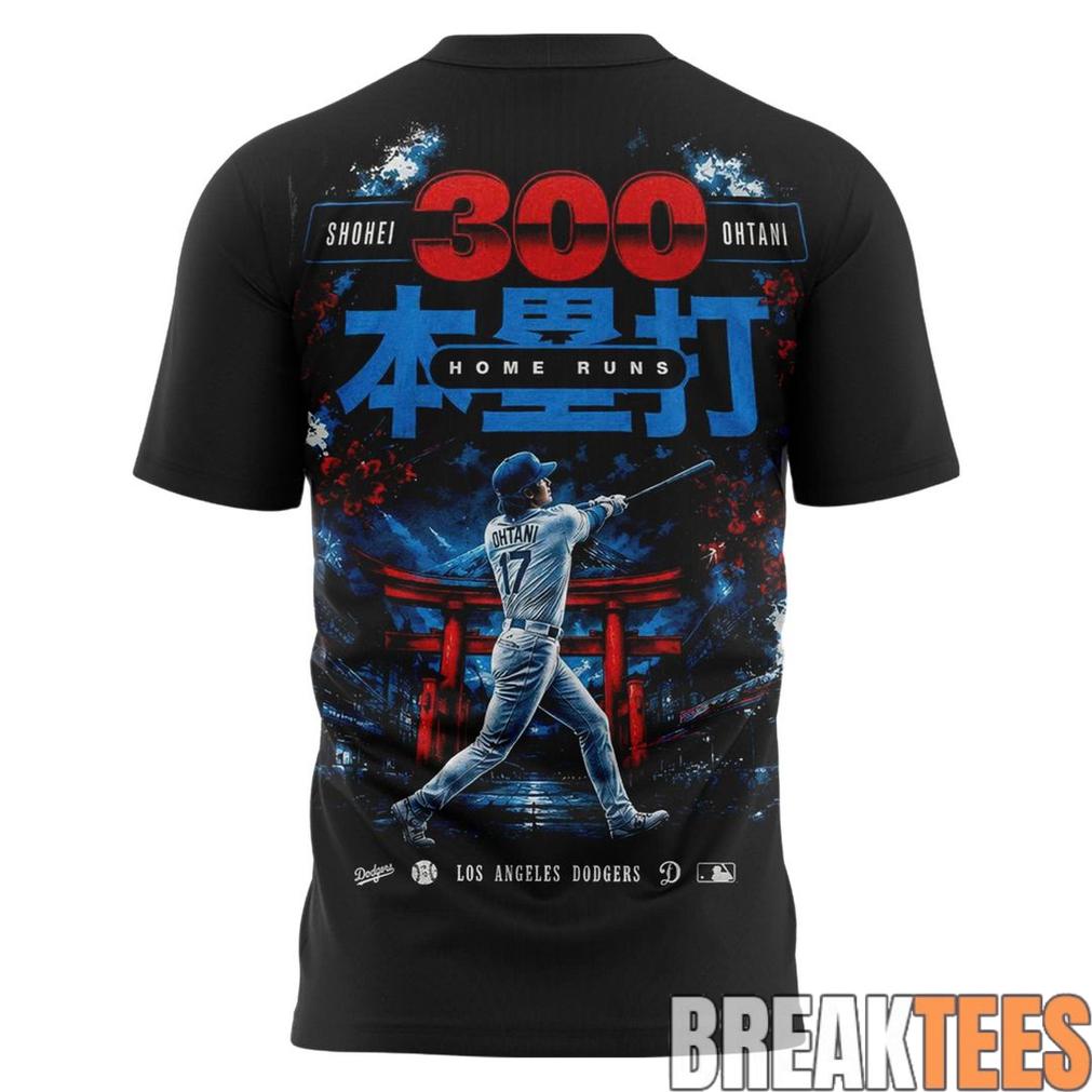 Shohei Ohtani LA Dodgers First Japanese Player to Hit 300 Home Runs Edition T-Shirt
