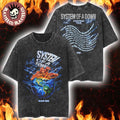 System Of A Down EU And UK 2026 Tour Merch The Hand Over Globe With Dates Back Vintage Washed Tee