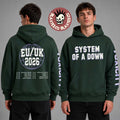 System Of A Down EU And UK 2026 Tour Merch Toxicity With Dates Back Green Hoodie