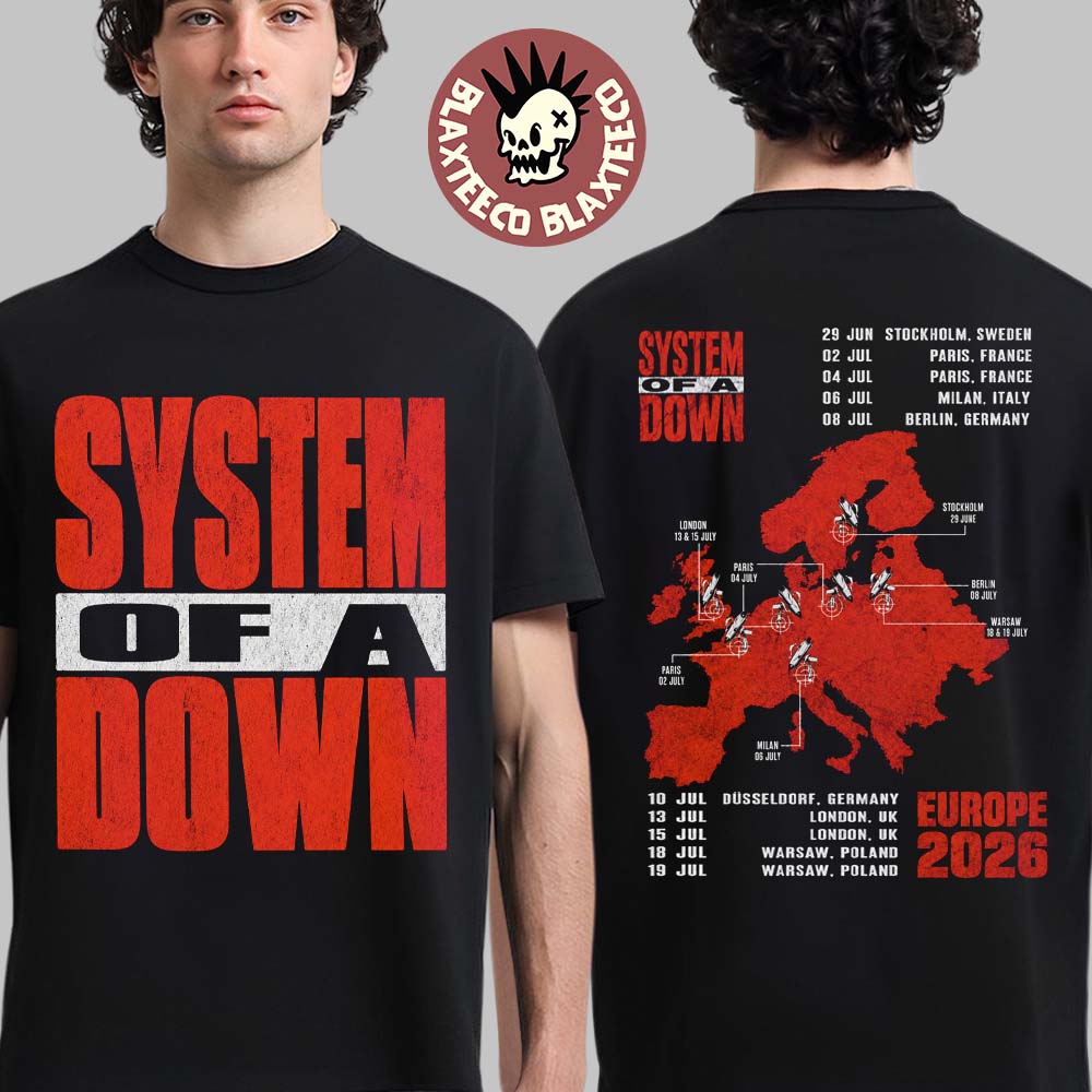 System Of A Down EU And UK Tour 2026 Merch Big Logo With Map T-Shirt
