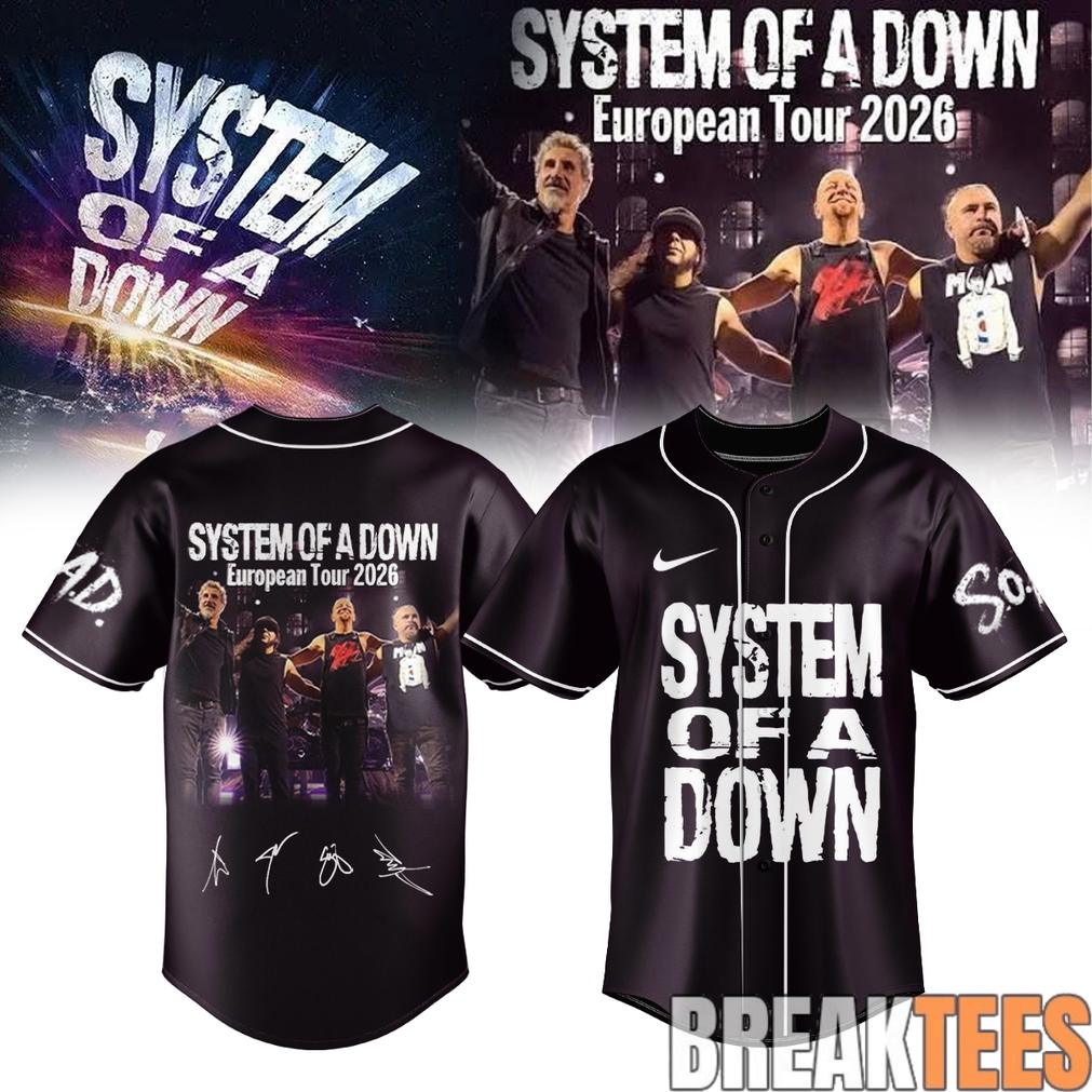 System of a Down “Europe-UK Stadium Tour 2026” Signature Baseball Jersey