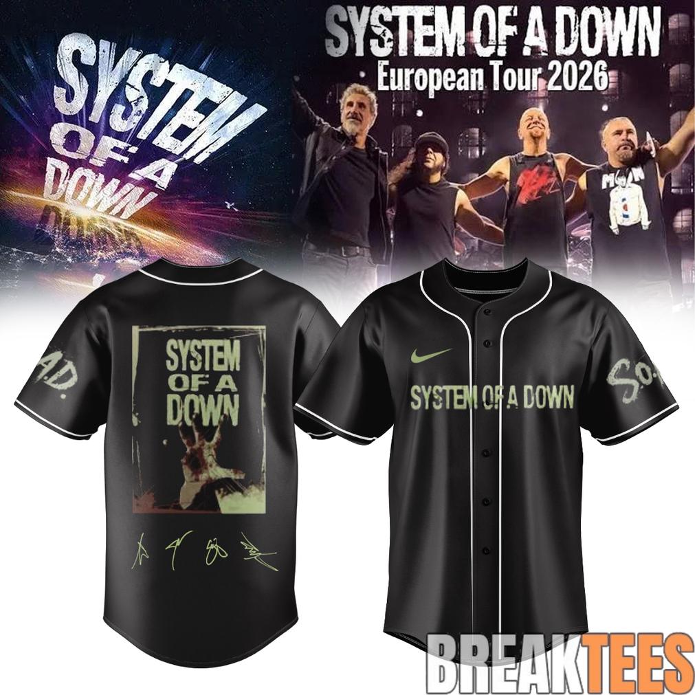 System of a Down “Europe-UK Stadium Tour 2026” Signature Baseball Jersey