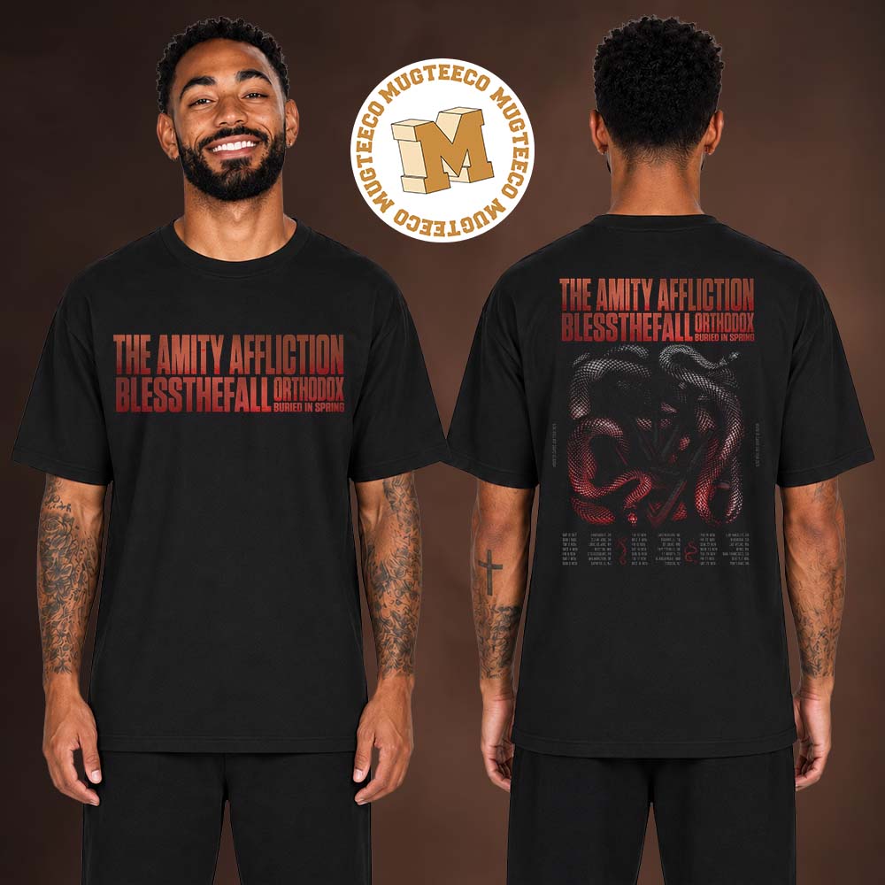 The Amity Affliction 2026 House Of Cards USA Tour Schedule Dates Two Sided Unisex T Shirt