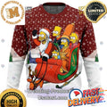 The Simpsons Reindeer Cart Ugly Christmas Sweater For Holiday 2023 Xmas Gifts