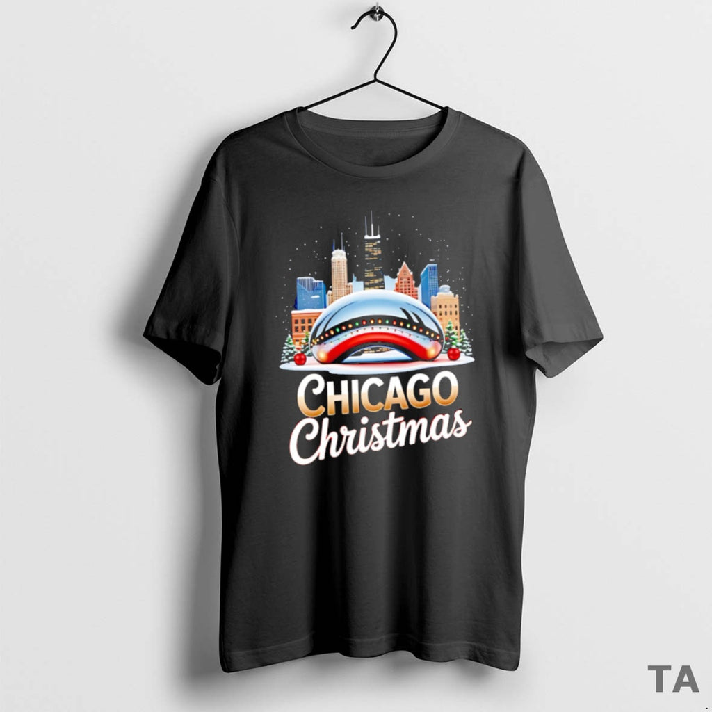 Top Chicago Christmas Cloud Gate The Bean City 2025 T Shirt Sweater