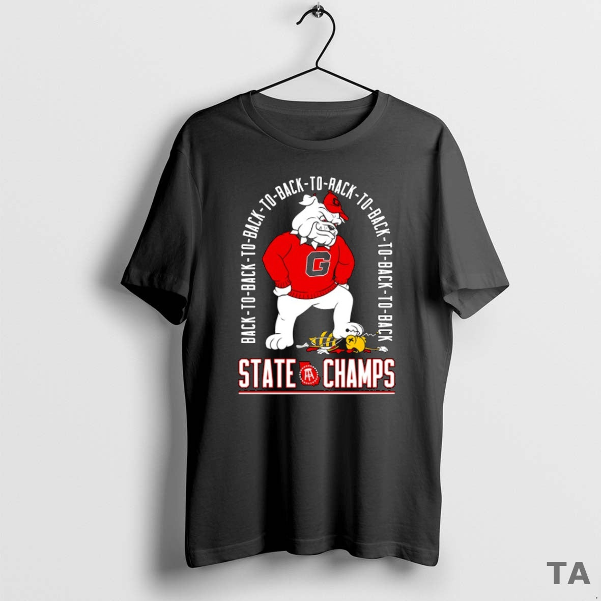Top Georgia Bulldogs Back To Back To Back State Champs Mascot T Shirt Sweater