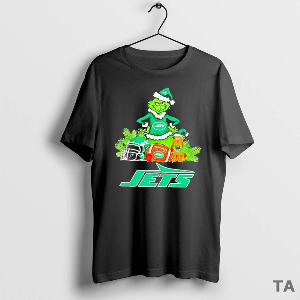 Top Grinch And Max Dog New York Jets Football Merry Christmas T Shirt Sweater