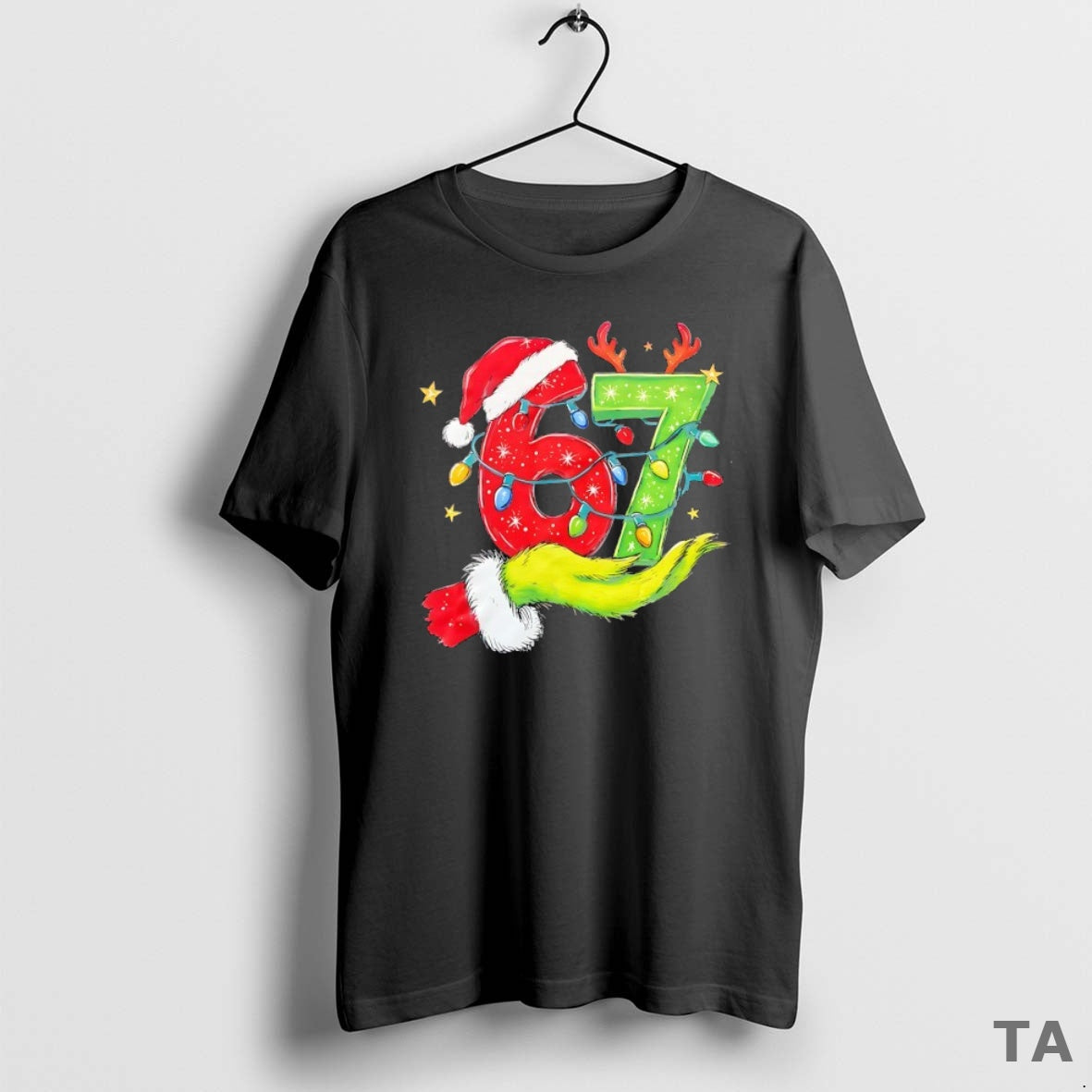 Top Grinch Hand 67 Christmas Lights T Shirt Sweater